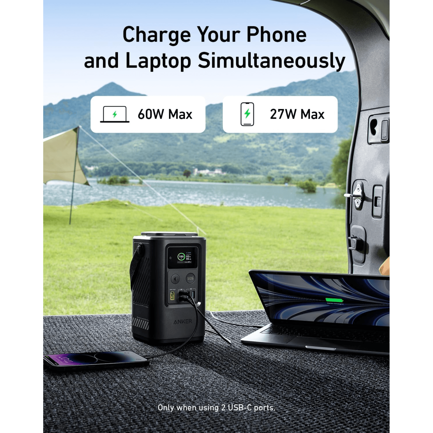 Anker 548 (PowerCore Reserve 192Wh) Power Bank, 60000mAh, 192Wh Capacity, 2x USB-C & 2x USB-A Ports, Smart Digital Display, Retractable Auto Lighting, SOS Mode, Green