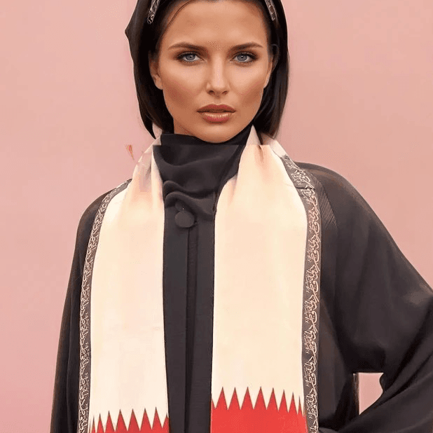 Qatar National Day scarf for women, Qatar scarf embroidered with high quality, Qatar scarf elegance and distinction, Qatar gifts, size 16-180 cm