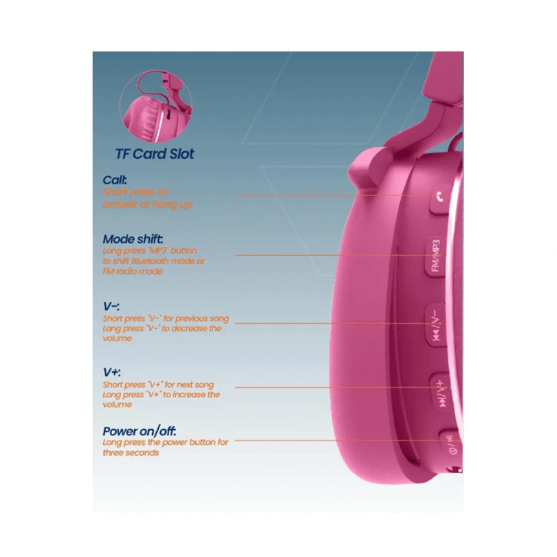 Moxedo Junior Poe Wireless On-Ear Headphones - Pink