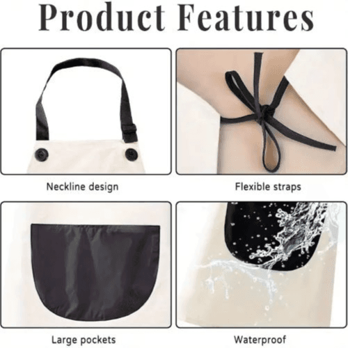 Adjustable Waterproof Artist Aprons with Pockets, 1-Pack (Black)