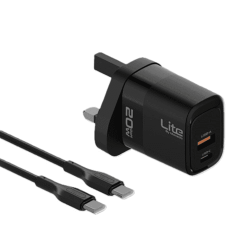 MOXEDO LITE 20W GAN CHARGER WITH USB-C / USB-A PORT & USB-C CABLE (ML-C012-C)