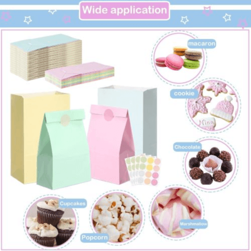 24pcs Light Mix Colors Kraft Paper Gift Bags 9 x 6 x 18 cm
