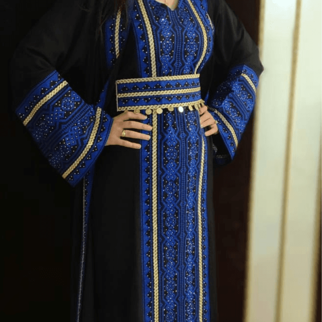 Palestinian Jalabiya And Bisht Set - Black