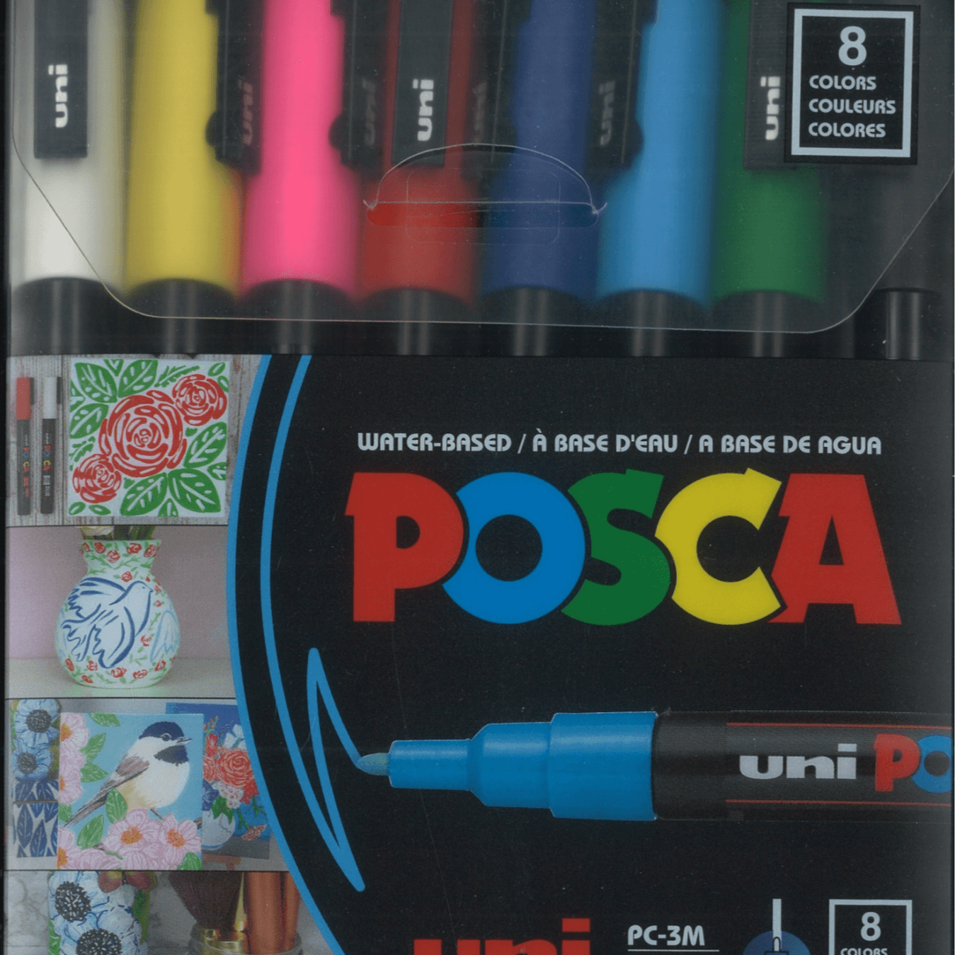 POSCA Water based   colours  PC-3M 0.9-.1.3mm 8 colours 