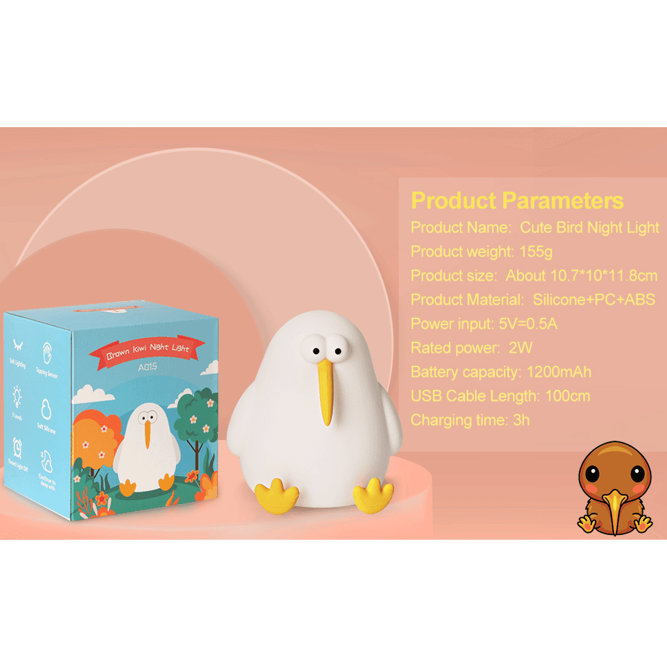 3D Silicone Kiwi LED Night Lamp Multi colors - A015