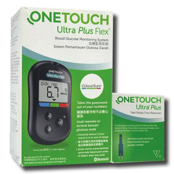 عرض ONETOUCH ULTRA PLUS FLEX + شرائط اختبار 50 قطعة