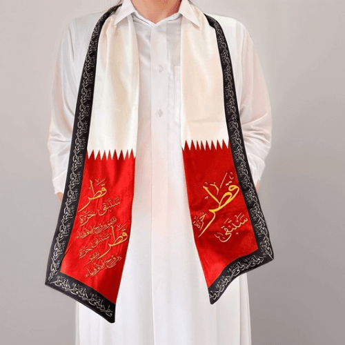 Qatar National Day velvet scarf for men, high quality embroidery , Qatar gifts 