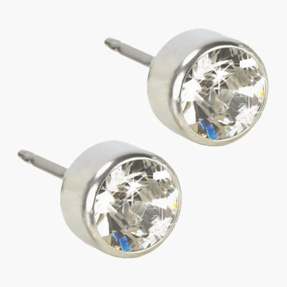 Blomdahl Earring Silver Titanium Bezel 6mm Crystal Type D