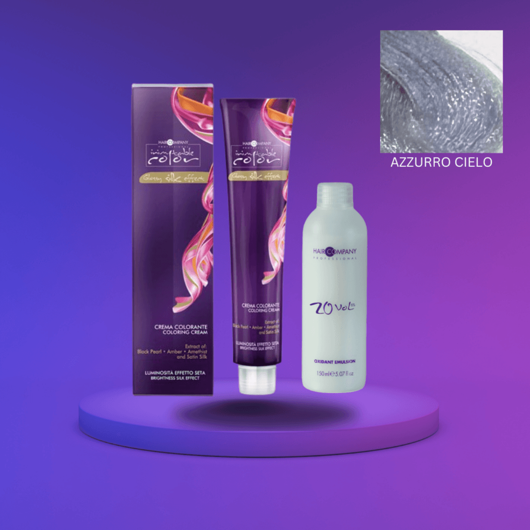 كريم تلوين الشعر Inimitable Color Cream Pastel Azzurro Cielo من Hair Company سعة 100 مل LB12755 + مستحلب مؤكسد 20% (6%)