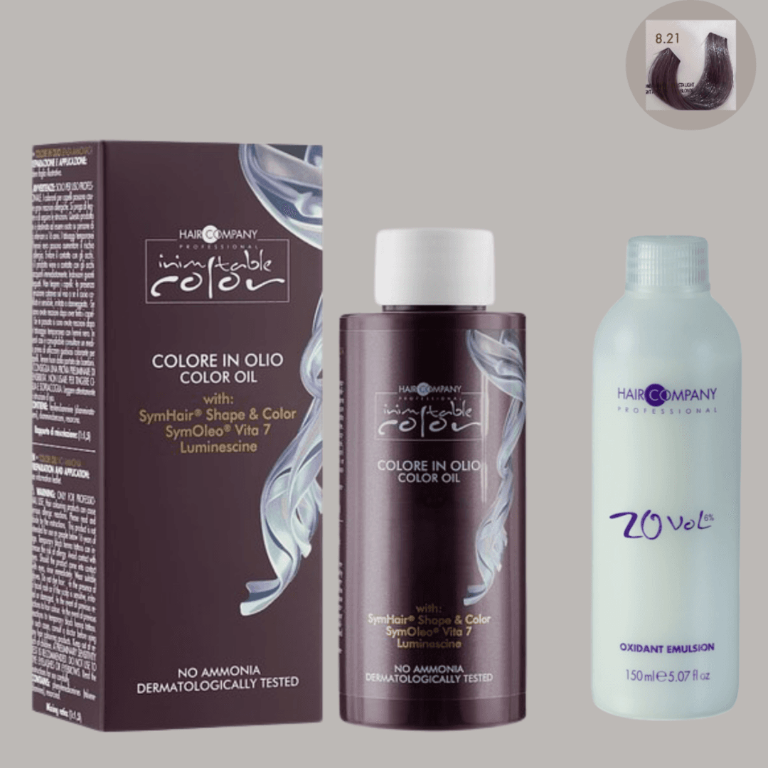 زيت تلوين الشعر Inimitable من Hair Company 8.21 Light Amethyst Light Blonde 100ml LB13145 + 20 Vol. (6%) مستحلب مؤكسد