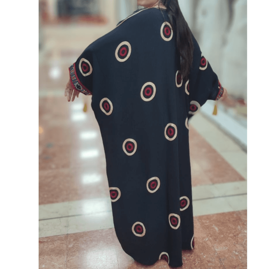 Palestinian Butterfly-Style Jalabiya – Black