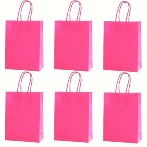 Rose Red Kraft Paper Bags 16x22x8cm - Foldable and Ideal for Takeout, Parties, and Events. (Rose Red)