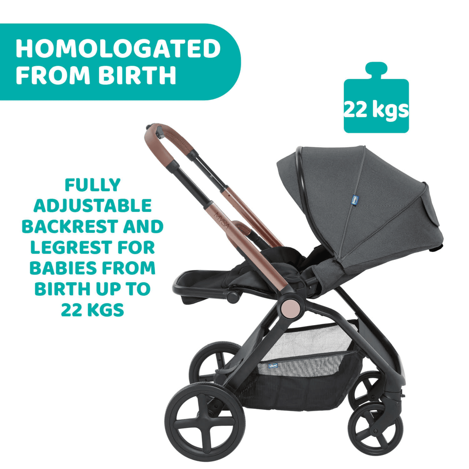 Chicco Mysa Stroller - Black Satin