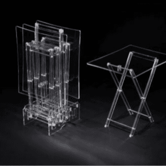 Clear Oval Rectangular Table Set 4Pcs 50x40x50x50cm 02-1119
