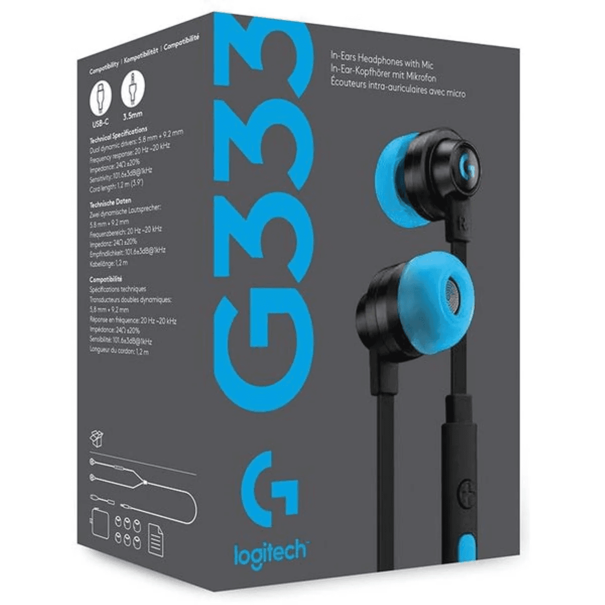 Logitech G333 Gaming Earphones with Mic and Dual Drivers