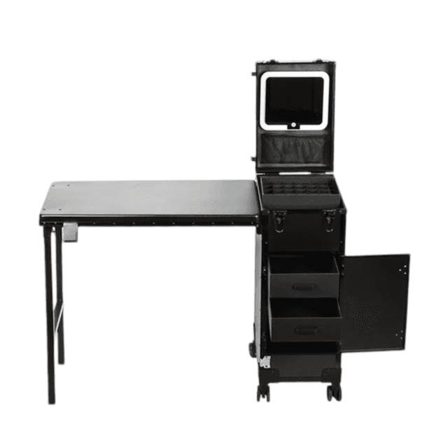 Rolling Trolley Table Aluminum Makeup & manicure With 4 Drawers