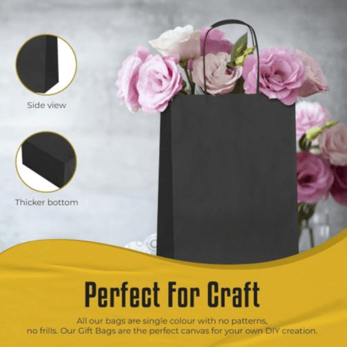 Rose Red Kraft Paper Bags 16x22x8cm - Foldable and Ideal for Takeout, Parties, and Events. (Rose Red)