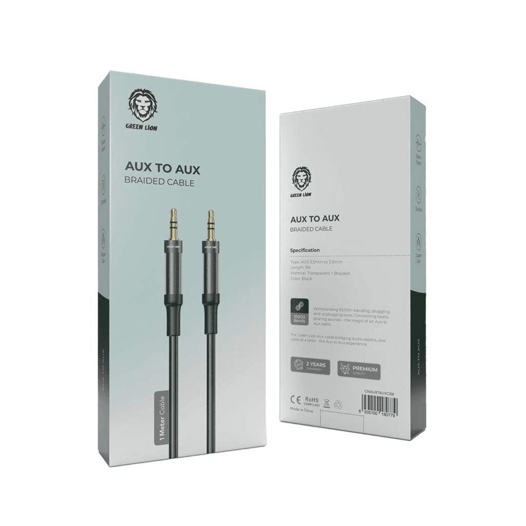 Green Lion Aux To Aux Braided Cable 1M Black