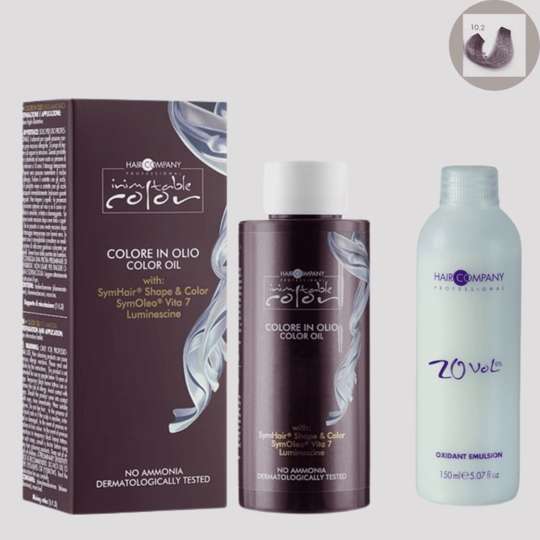 زيت لون الشعر Inimitable من Hair Company 10.2 بلاتيني أرجواني 100 مل LB13143 + 20 حجم. مستحلب مؤكسد (6%)