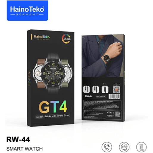 Smart Watch, 3 Strap, AMOLED, Waterproof, Bluetooth Calling, Wireless Charger - Haino Teko RW 44