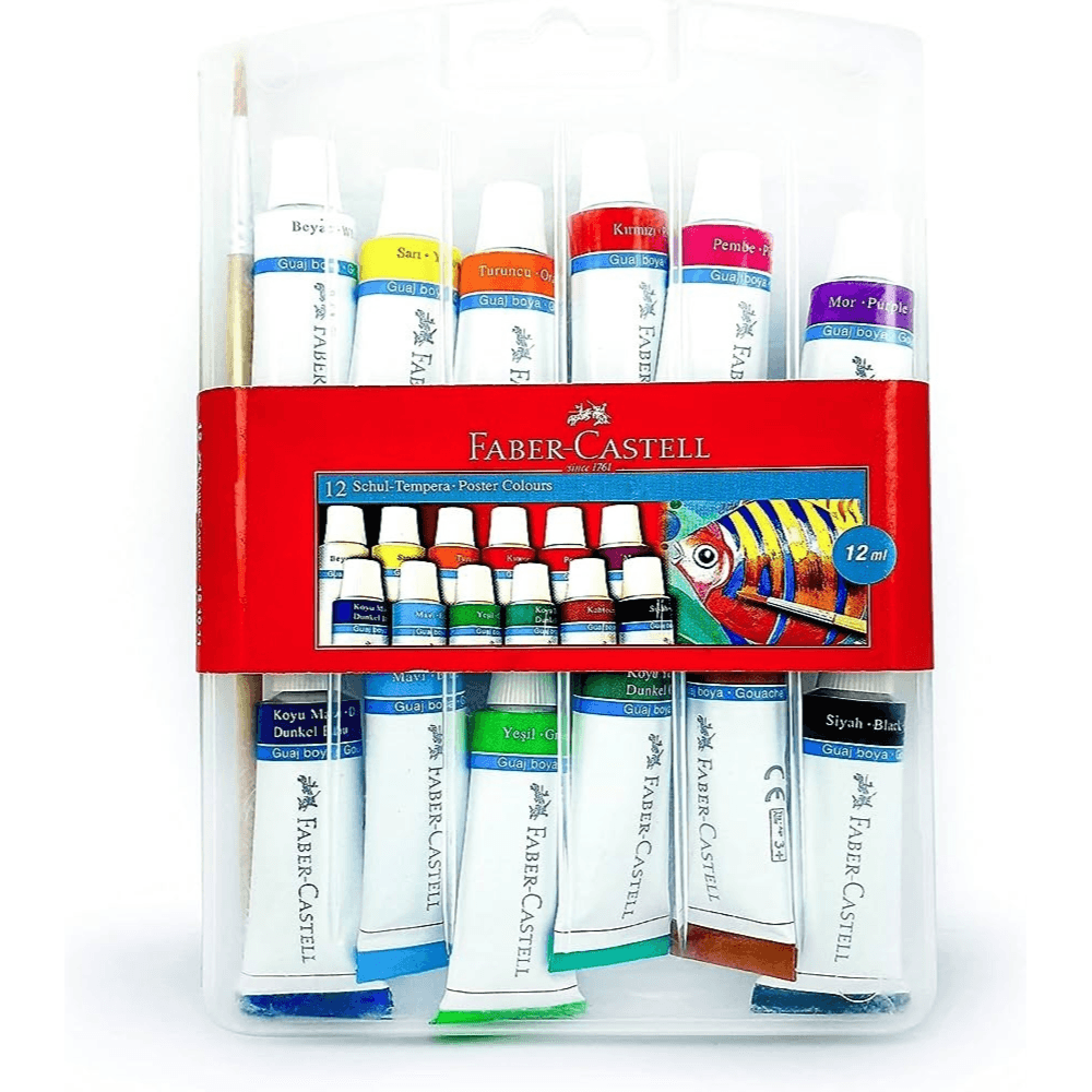 Faber- castell 12 Schul-Tempera Poster colours 12 ml