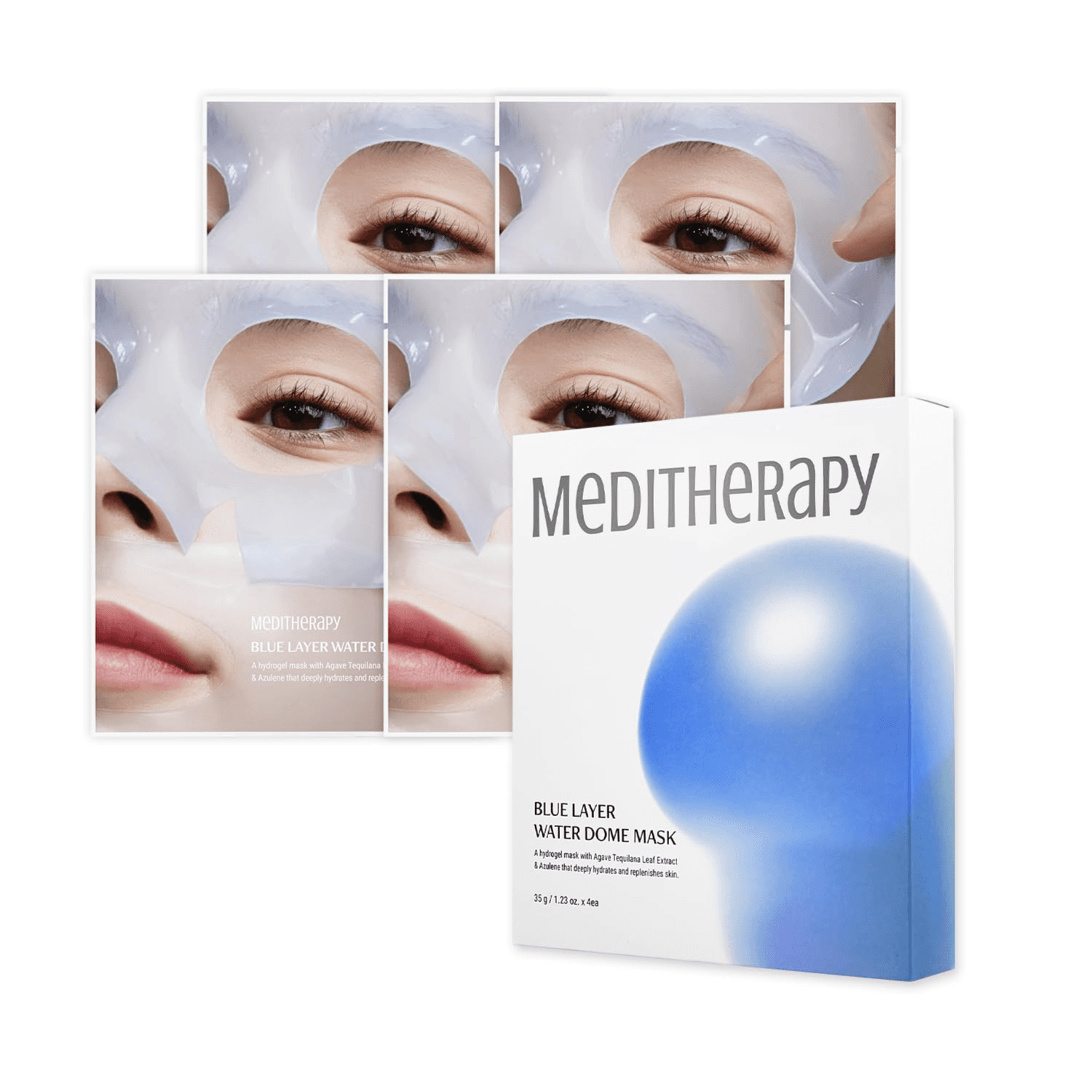 قناع قبة الماء بطبقة زرقاء من Meditherapy، 4 قطع