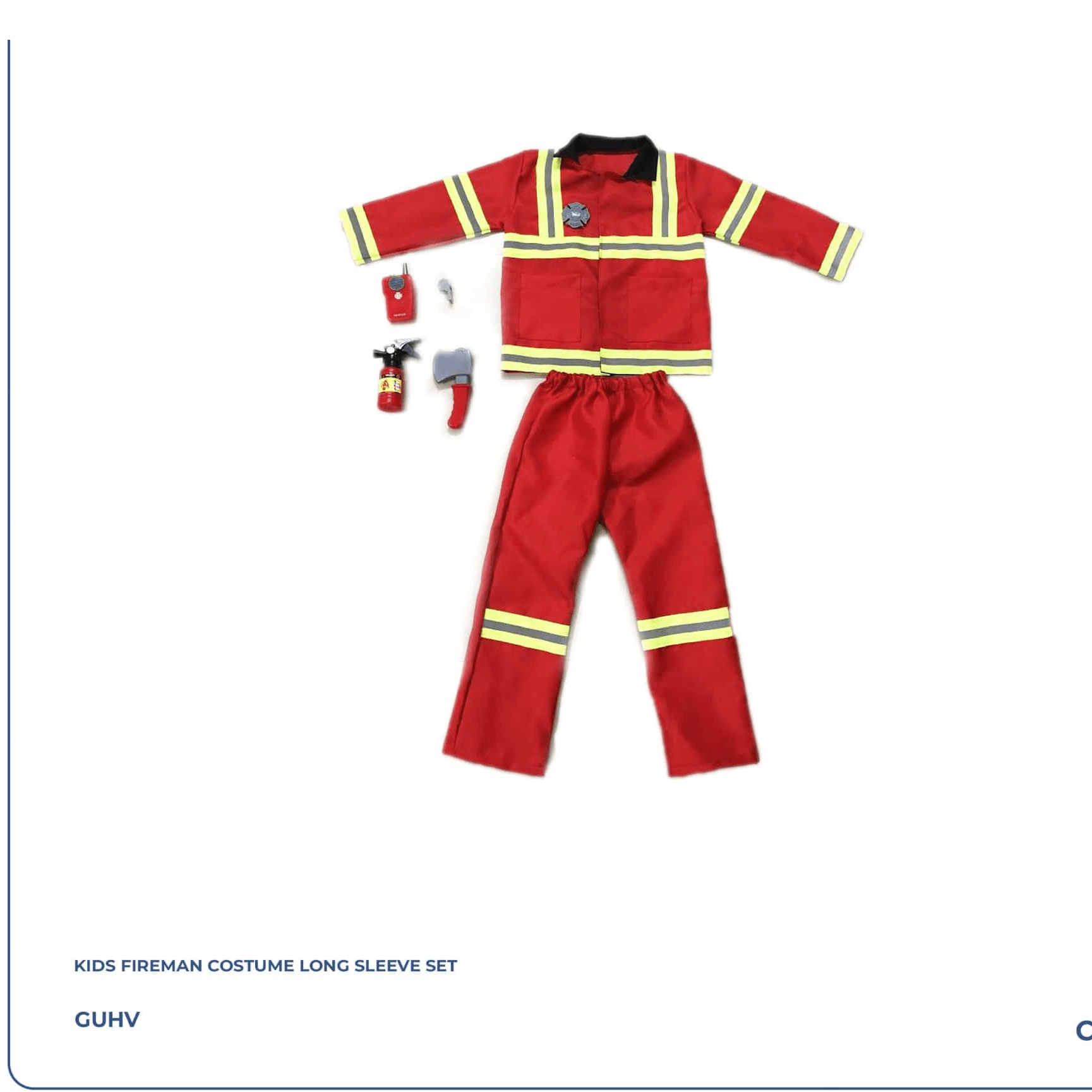 KIDS COSTUME FIREMAN COSTUME LONG SLEEVE SET CT673