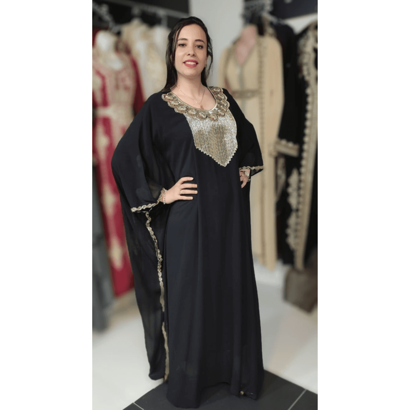 White Butterfly-Shaped Chiffon Jalabiya
