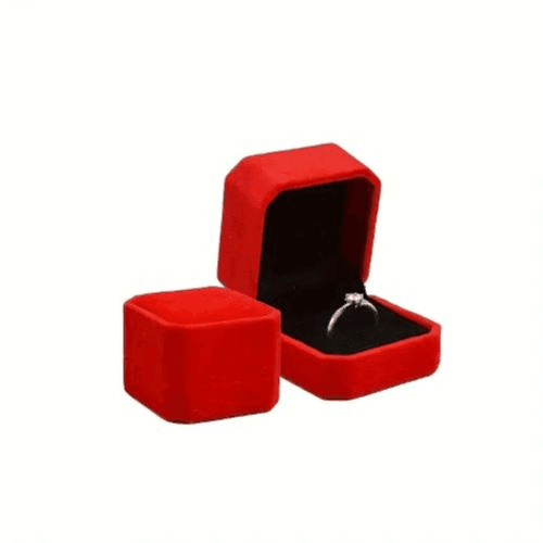High-End Velvet Ring Box Luxury Storage (Red)
