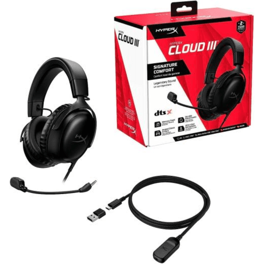 Gaming Headset HYPERX CLOUD 3. For PC / PS5 / Xbox Series, Noise Cancelling, With LED, Mic.