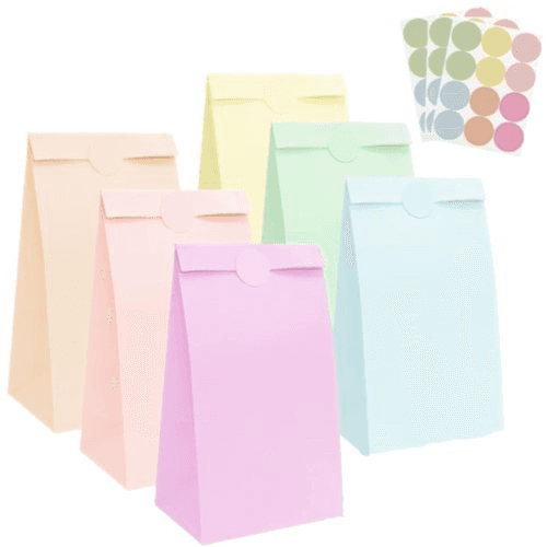 24pcs Light Mix Colors Kraft Paper Gift Bags 9 x 6 x 18 cm