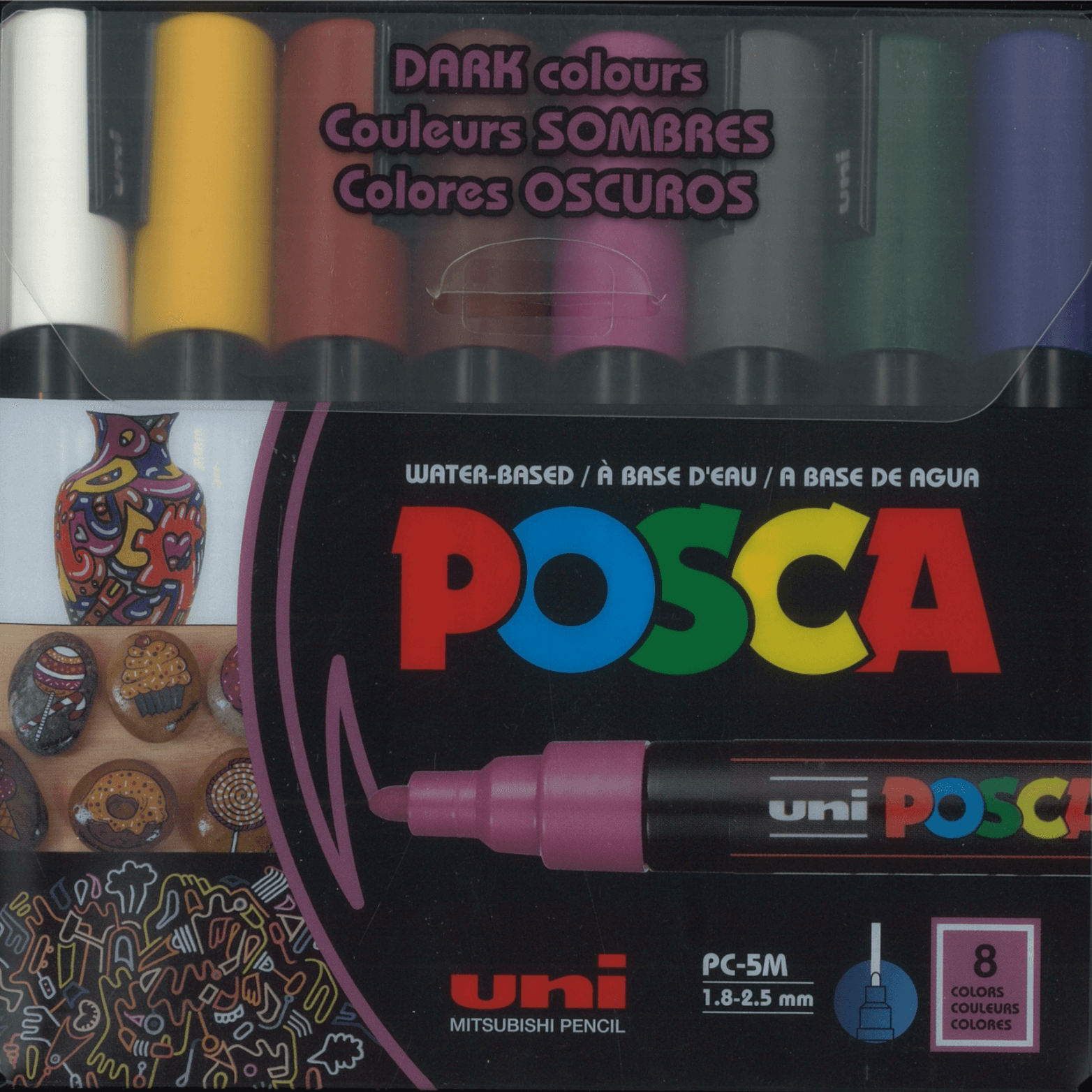 POSCA Dark  colours  PC-5M 1.8.2.5mm 8 colours 