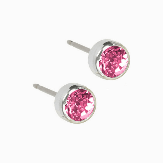 Blomdahl Earring Silver titanium Bezel 5mmLight Rose Type C