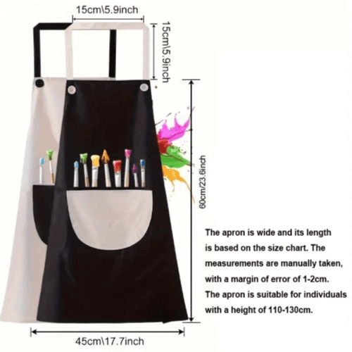 Adjustable Waterproof Artist Aprons with Pockets, 1-Pack (Black)