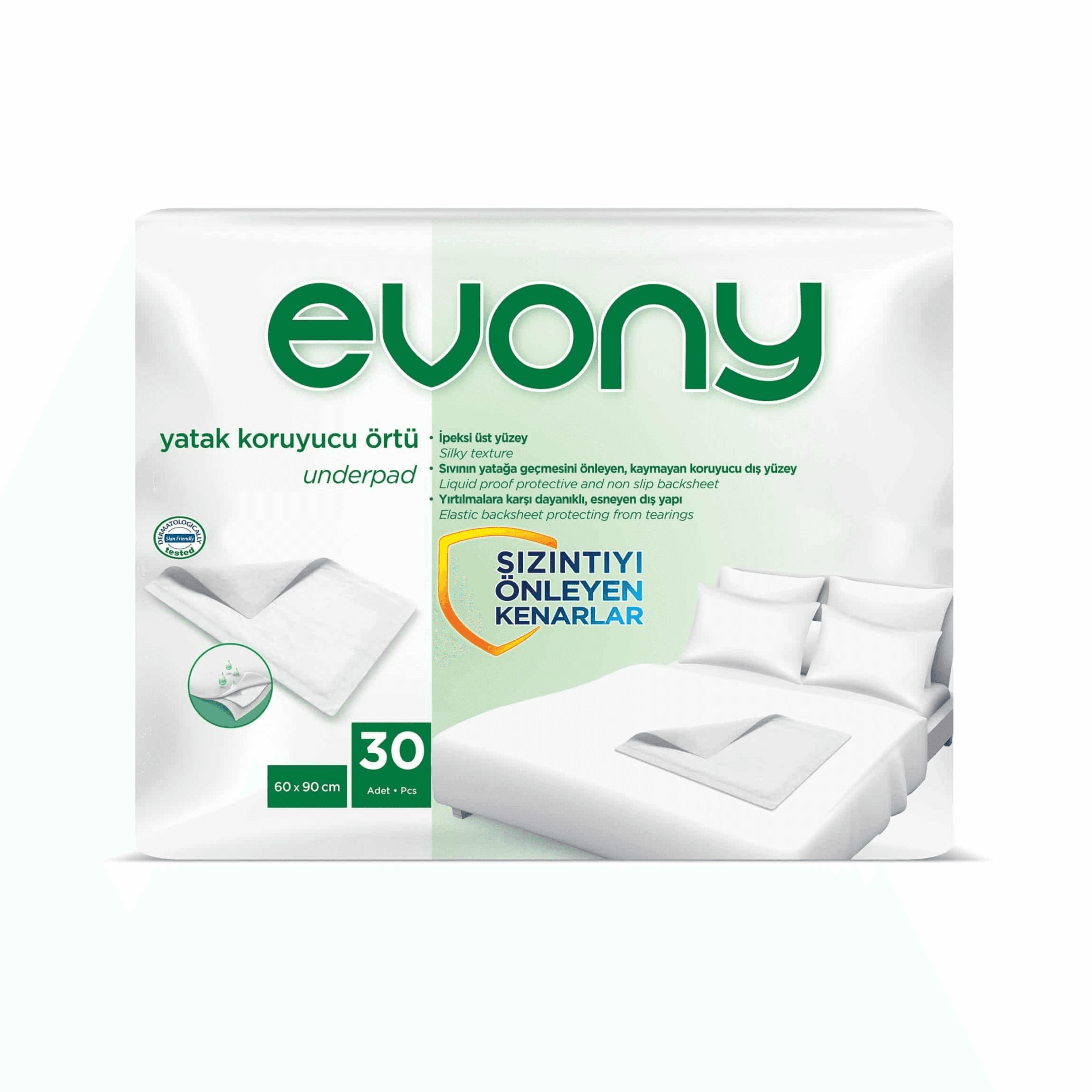 Evony Underpad Silky texture with Liquid proof & non slip backsheet 60*90cm 30 pcs