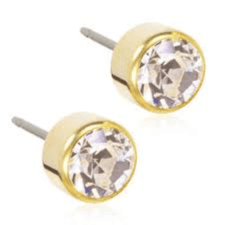 Blomdahl Earring Gold Titanium Bezel 6mm Crystal Type D