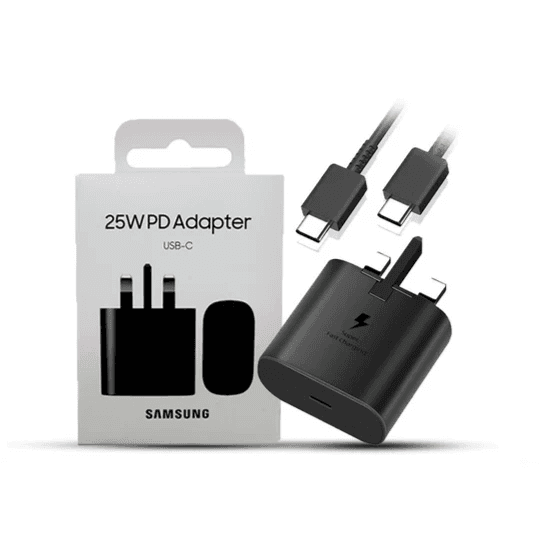 شاحن سريع USB-C بقوة 25 وات من سامسونج + كابل C TO C من سامسونج بطول 1 متر