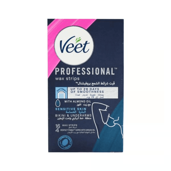 Veet Easy-gel Wax Strips Body & Legs For Sensitive Skin With Soothing Blue Cornflower Fragrance 20 Wax Strips