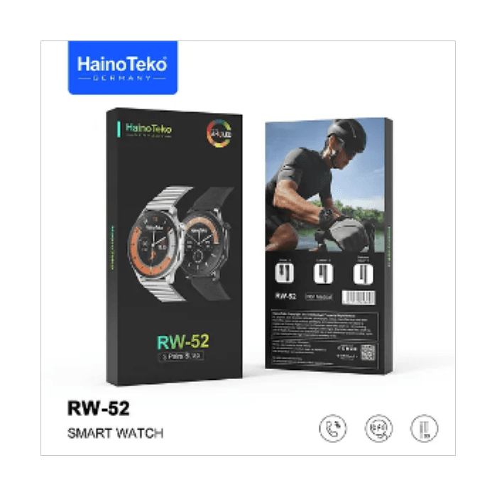Smart Watch, 3 Strap, AMOLED, Waterproof, Bluetooth Calling, Wireless Charger - Haino Teko RW 52