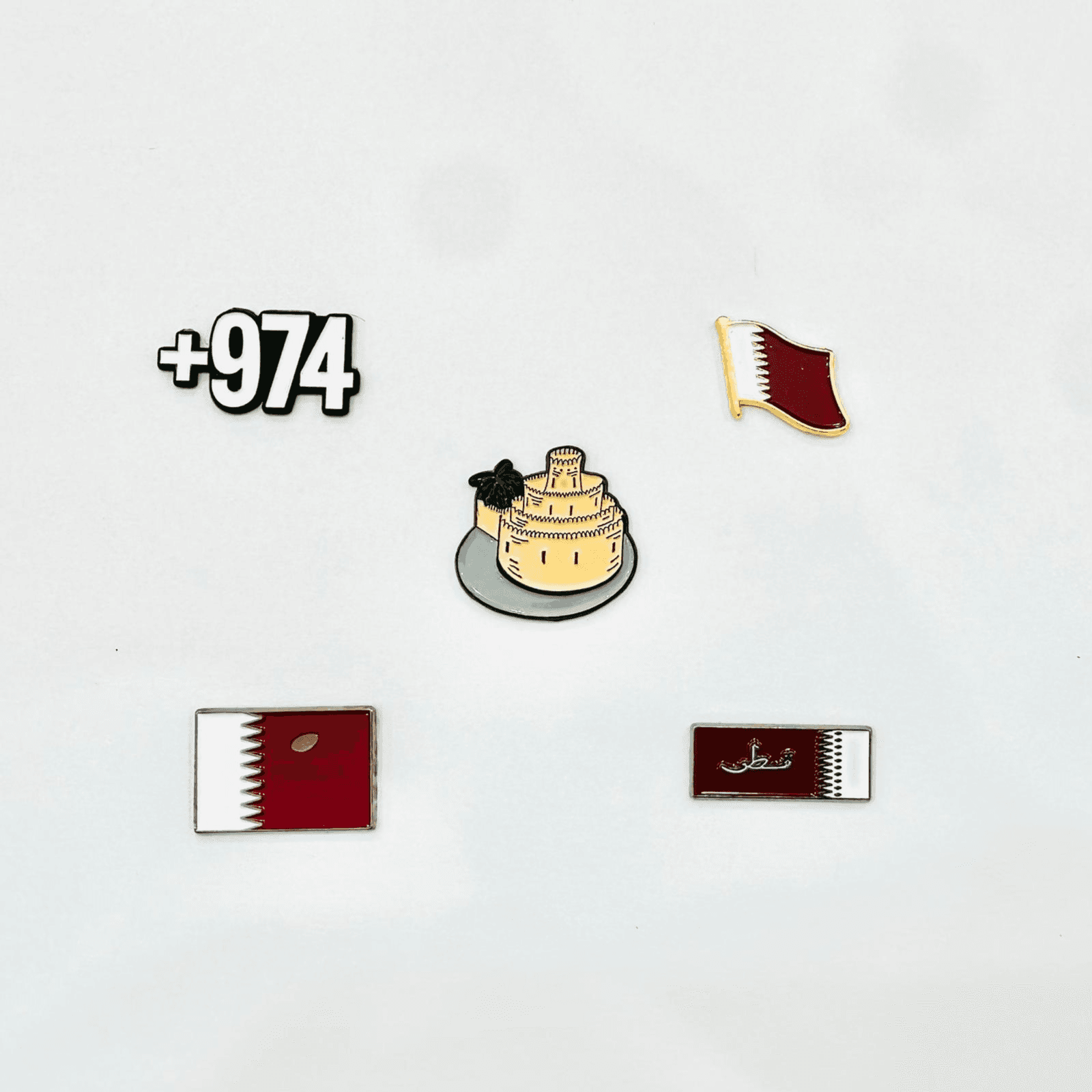 Metal 3D Stickers Qatar Flag Logos Combo For Mobile Phones, Laptops And More - 5 pcs
