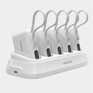 Moxedo Combo 5x10000 mAh Powerbank with Charging Dock | 20 W | PD Built-In Type-C Cable | MX-PBH037-DS - White