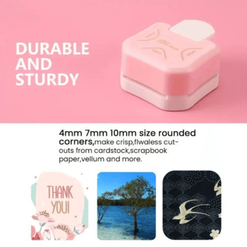 3-in-1 Corner Rounder Punch for Paper Crafts, Scrapbooking & Cards (Pink)