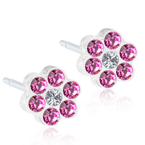 Blomdahl Earring Plastic Daisy 5mm Rose/Crystal Type B