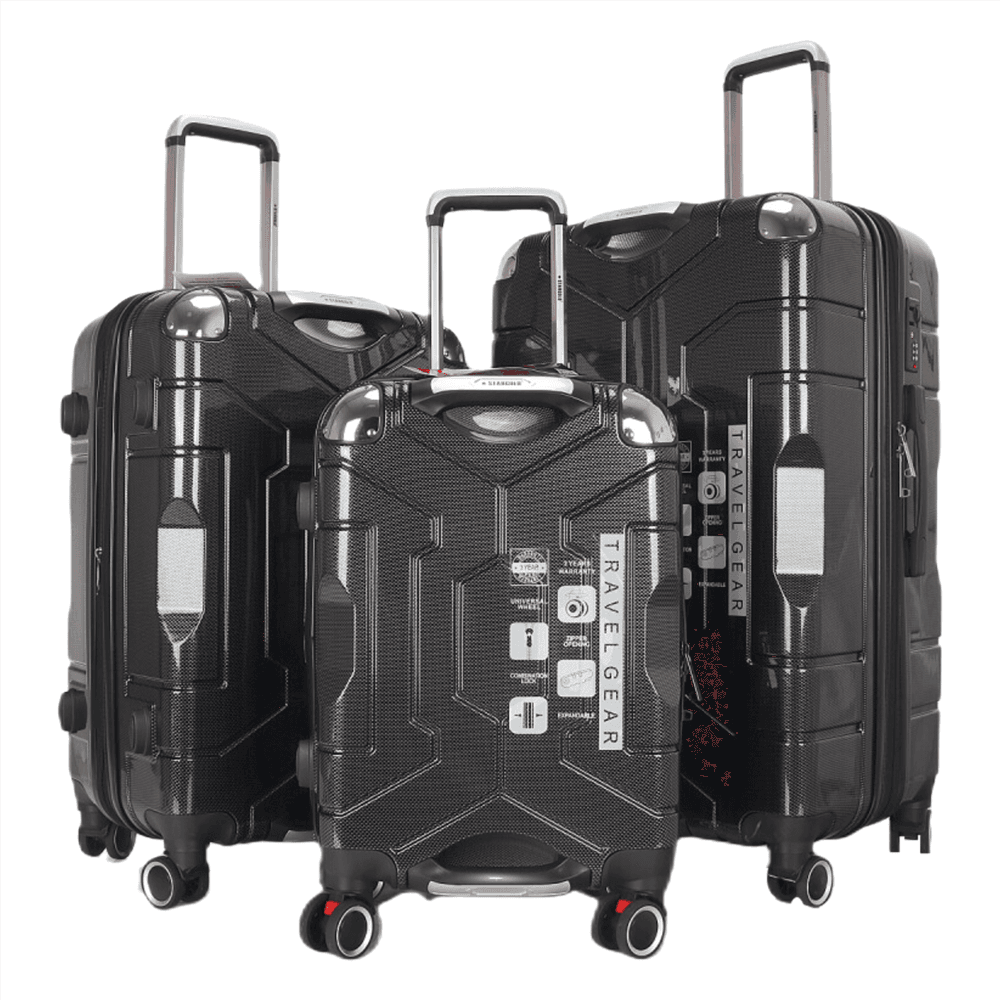 STARGOLD Luggage Bag 3 PCS Set TPC Hardside 360° Rotational Wheels And TPC Lockable Travel Suitcase, SG-TPC42 Dark Grey