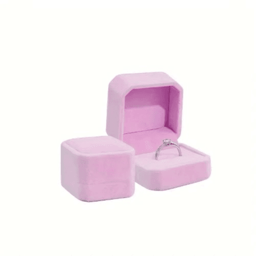 High-End Velvet Ring Box Luxury Storage (Pink)
