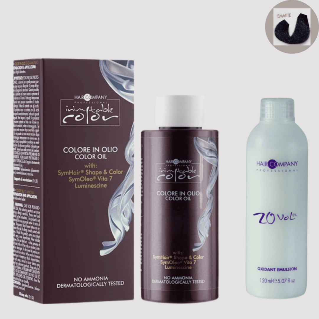 زيت تلوين الشعر Inimitable Color Oil Hematite من Hair Company 100 مل LB13153 + مستحلب مؤكسد 20% (6%)