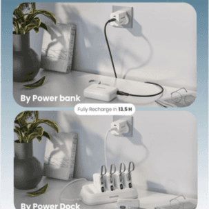Moxedo Combo 5x10000 mAh Powerbank with Charging Dock | 20 W | PD Built-In Type-C Cable | MX-PBH037-DS - White