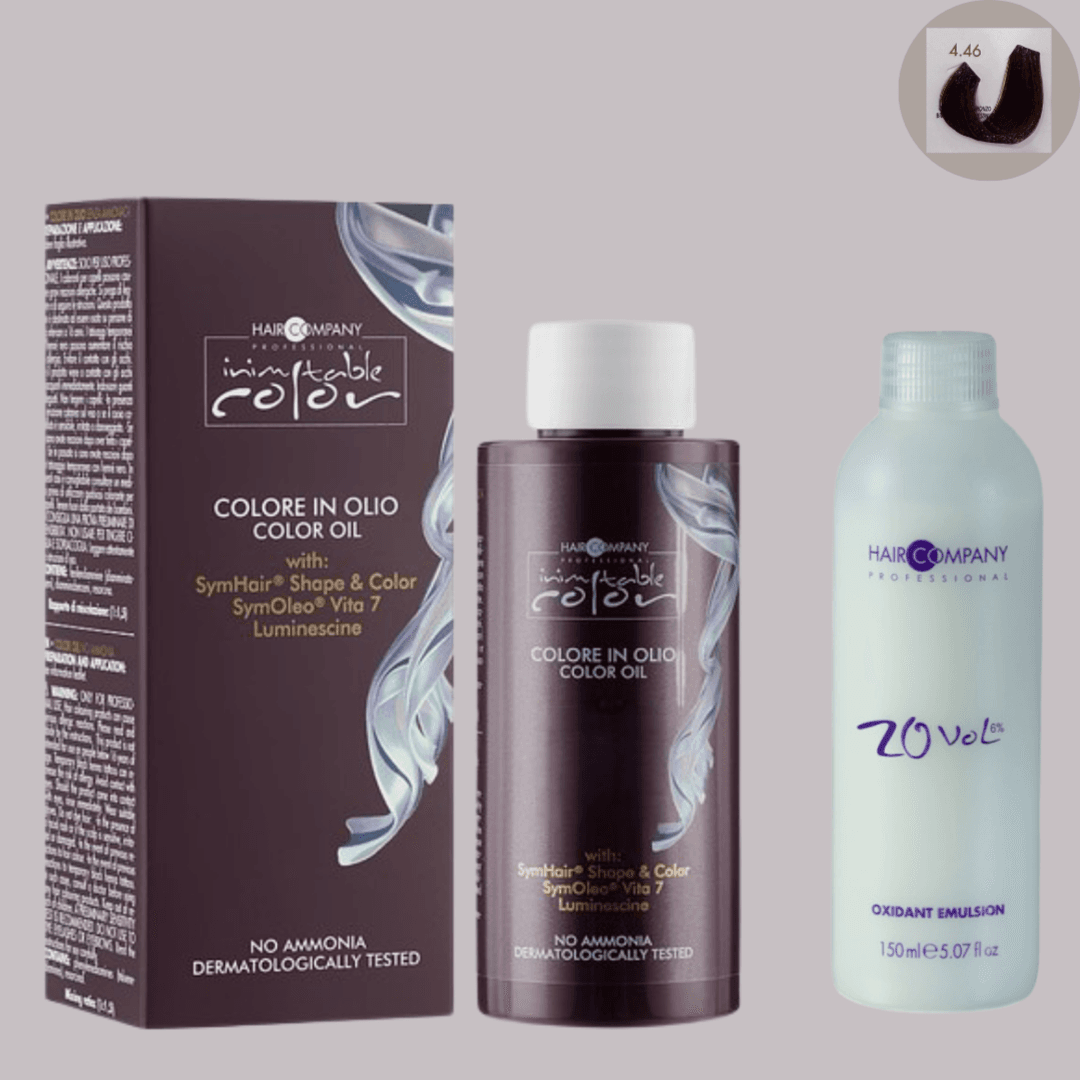 Hair Company Inimitable Color Oil 4.46 Medium Chestnut Bronze 100Ml Lb13140 + 20 Vol. (6%) Oxidant Emulsion