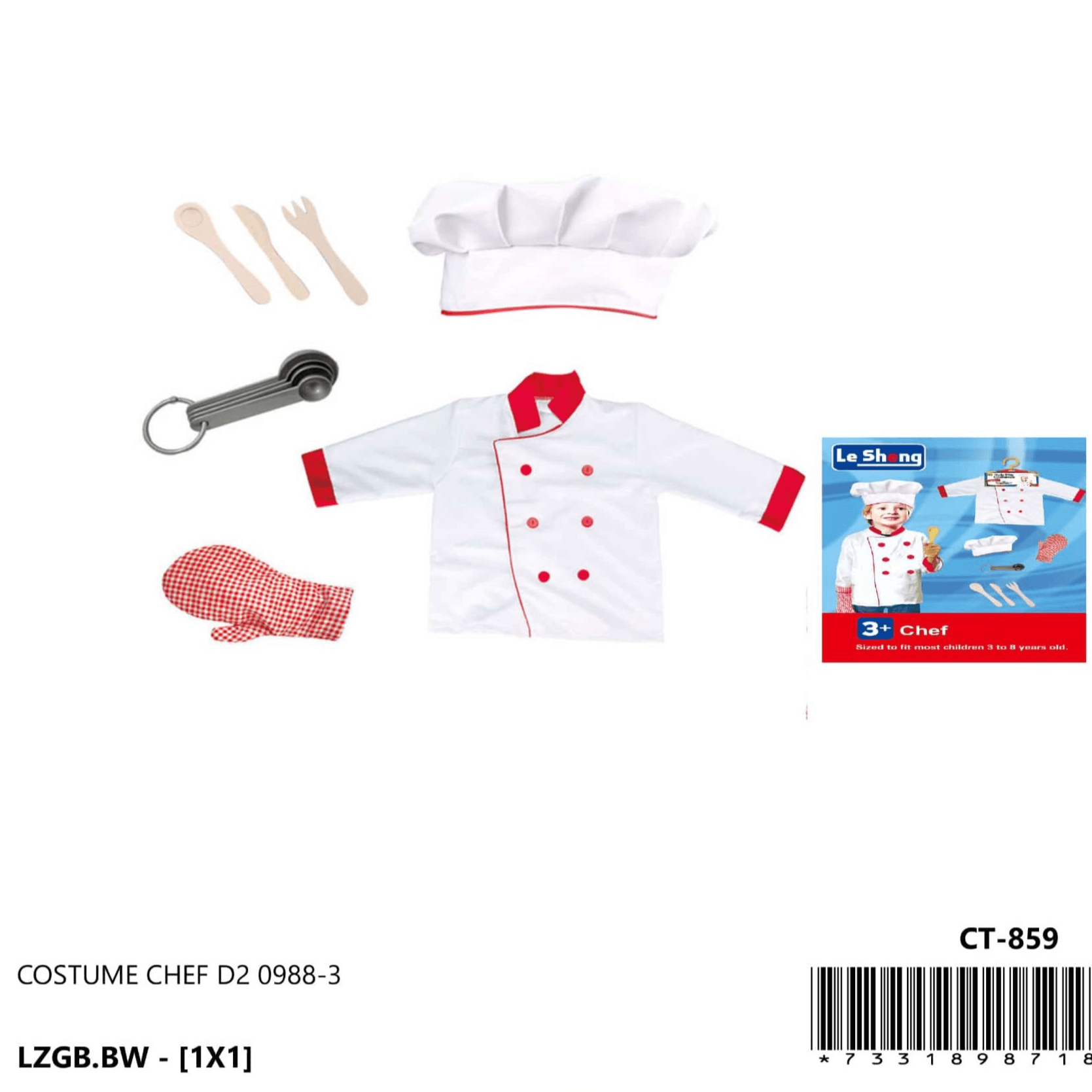 KIDS COSTUME CHEF D20988-3