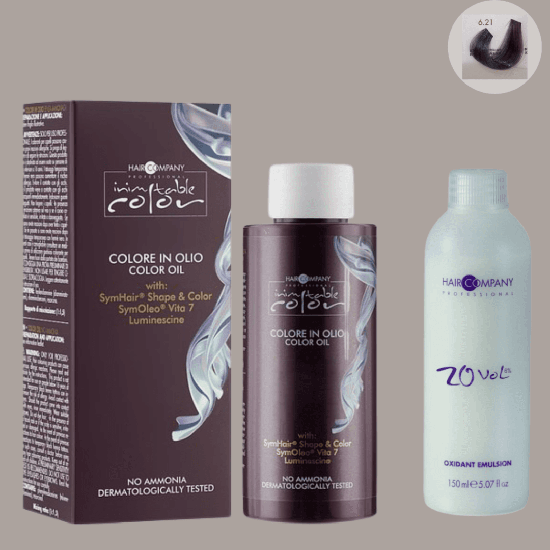 زيت تلوين الشعر Inimitable من Hair Company 6.21 Light Amethyst Light Blonde 100 مل LB13144 + مستحلب مؤكسد 20 Vol. (6%)